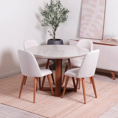 JUEGO DE COMEDOR DECOCASA BENNET REDONDO 4 SILLAS BEIGE