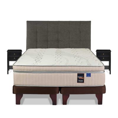 Imagen 2 del producto Cama Europea Flex Base Dividida King Máximo Cobre + Respaldo Design Grafito + 2 Veladores Rover