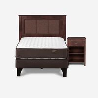 Cama Europea Rosen 1,5 Plazas Ergo T + Respaldo + Velador