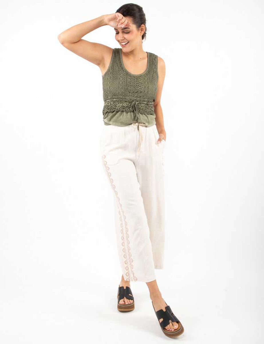 Pantalón Lino Recto Mujer Alma