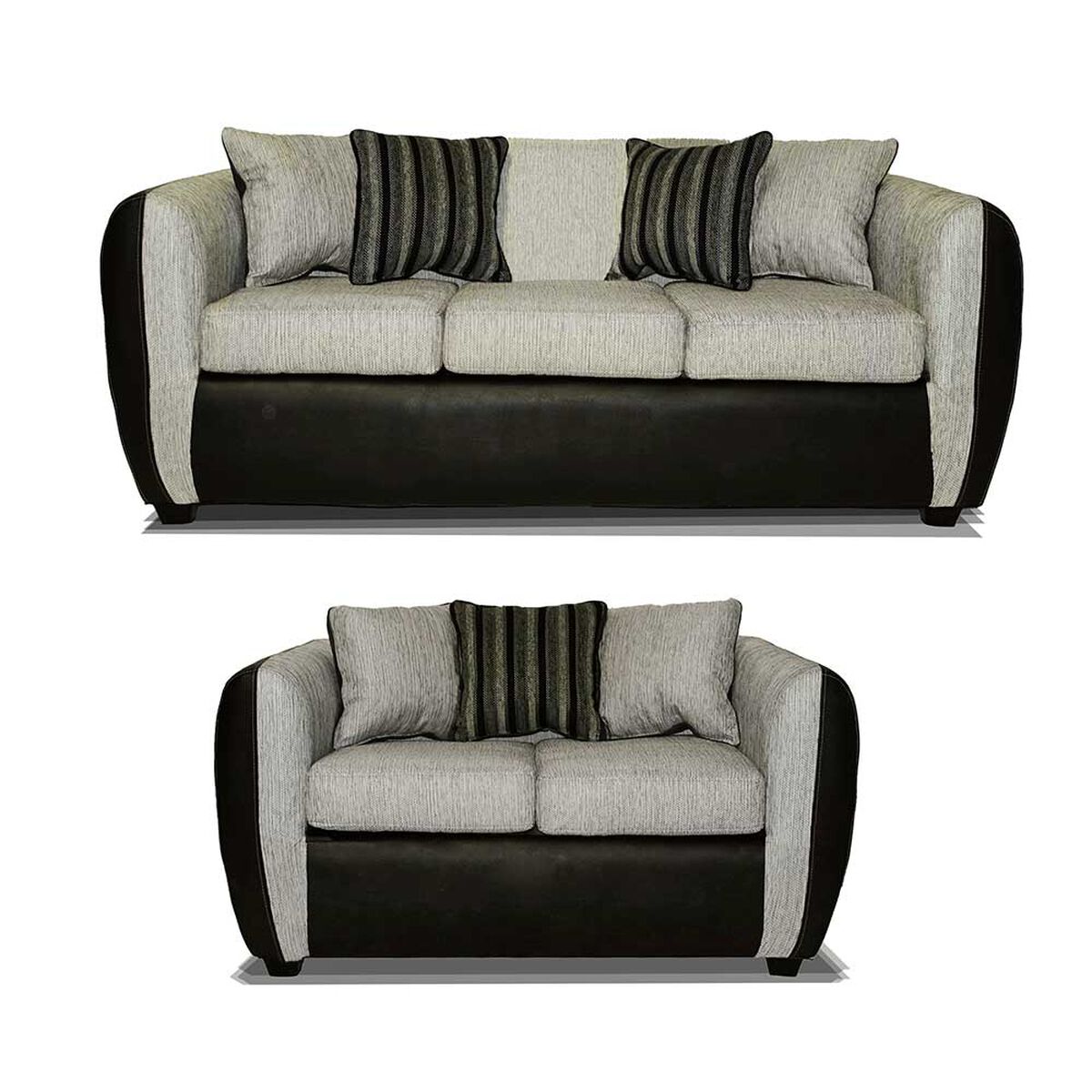 Juego de Living Elegant Detail Oklahoma Sofá 3 Cuerpos + Sofá 2 Cuerpos Gris Plata