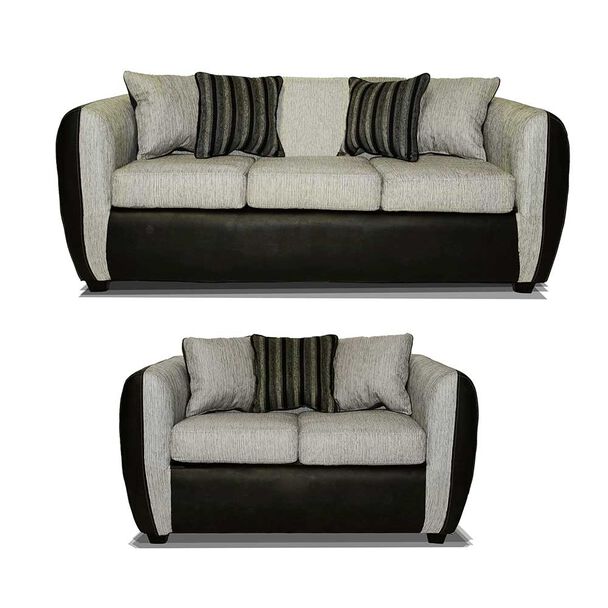 Juego de Living Elegant Detail Oklahoma Sofá 3 Cuerpos + Sofá 2 Cuerpos Gris Plata