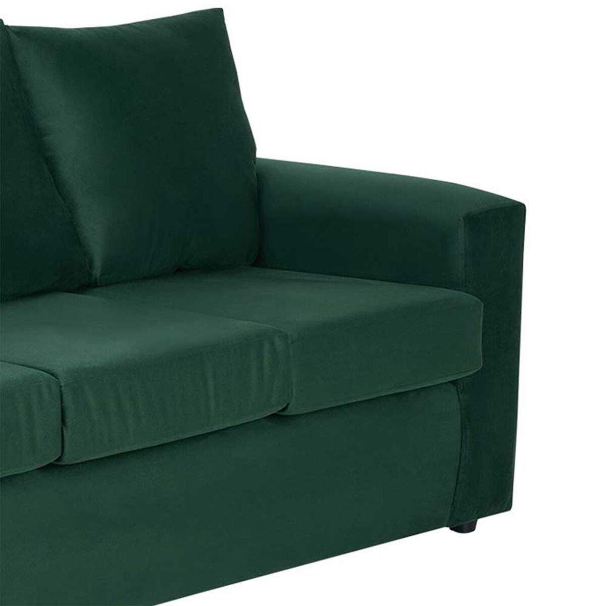 Juego de Living Bodevir Kendy Felpa 3 Cuerpos + Dos Poufs 1 Cuerpo Verde Botella