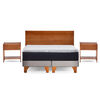 Cama Europea Latam Home 2 Plazas New Top Tela Velvet Gris + Maderas Orion