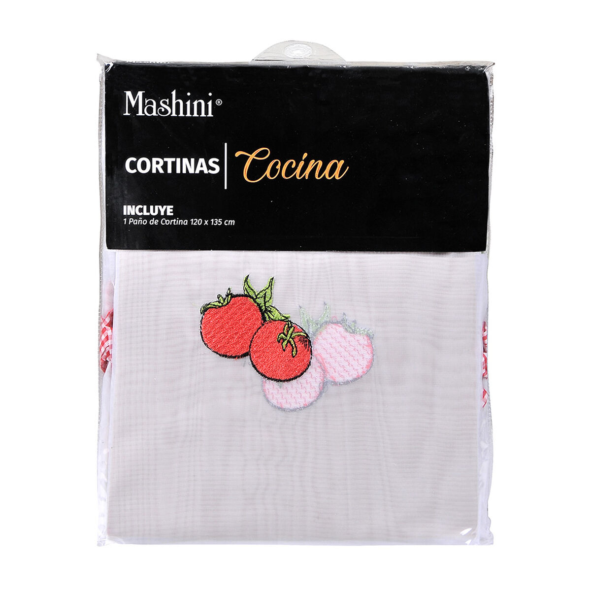 Cortina de Cocina Mashini Velo Bordado  Flores 120 x 125 cm