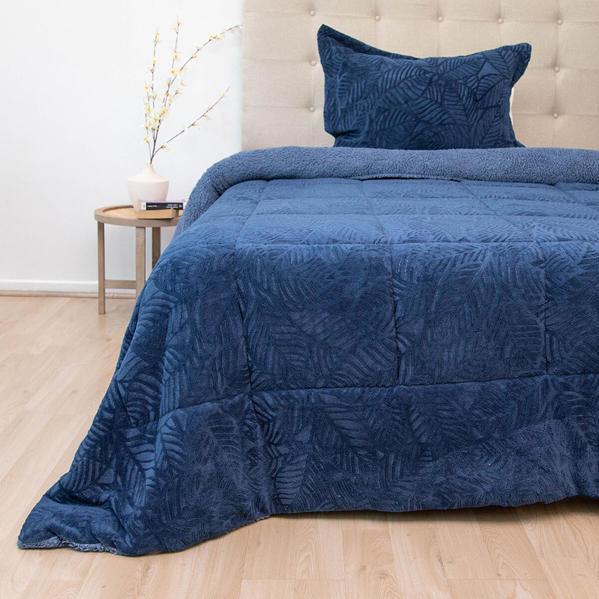 Cubrecama Doral 1,5 Plazas Azul Outboss Sherpa
