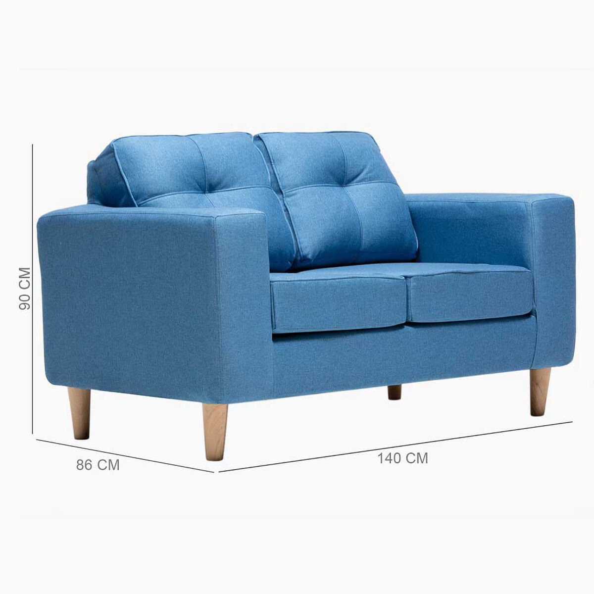 Sofá Kea Infinity Tela 2 Cuerpos Azul
