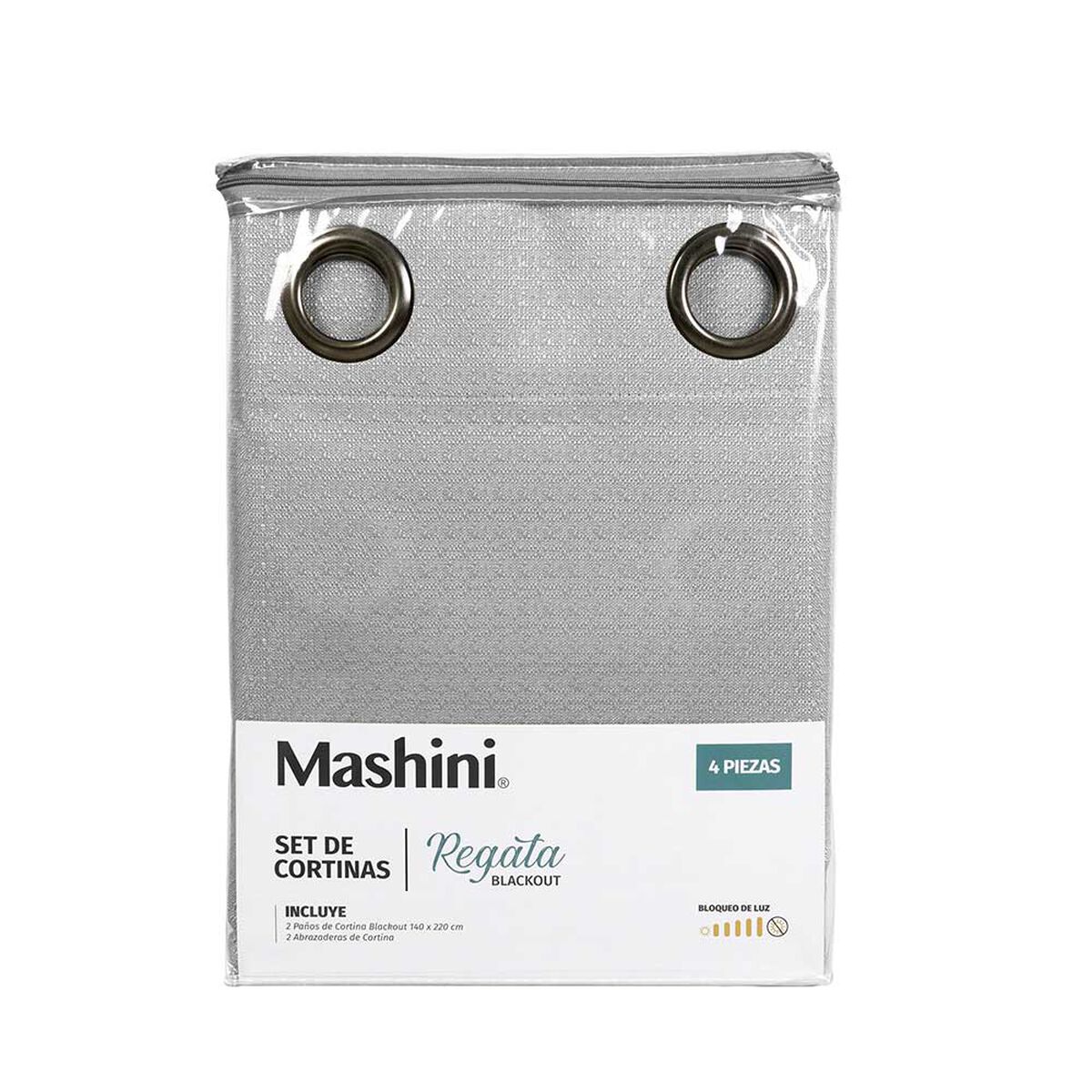Set de Cortinas Blackout Mashini Regata Argolla 220 x 140 cm Gris