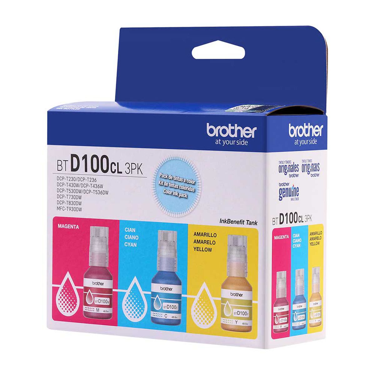 Pack 3 Tintas Brother BTD100CL3PK Cian, Magenta y Amarillo