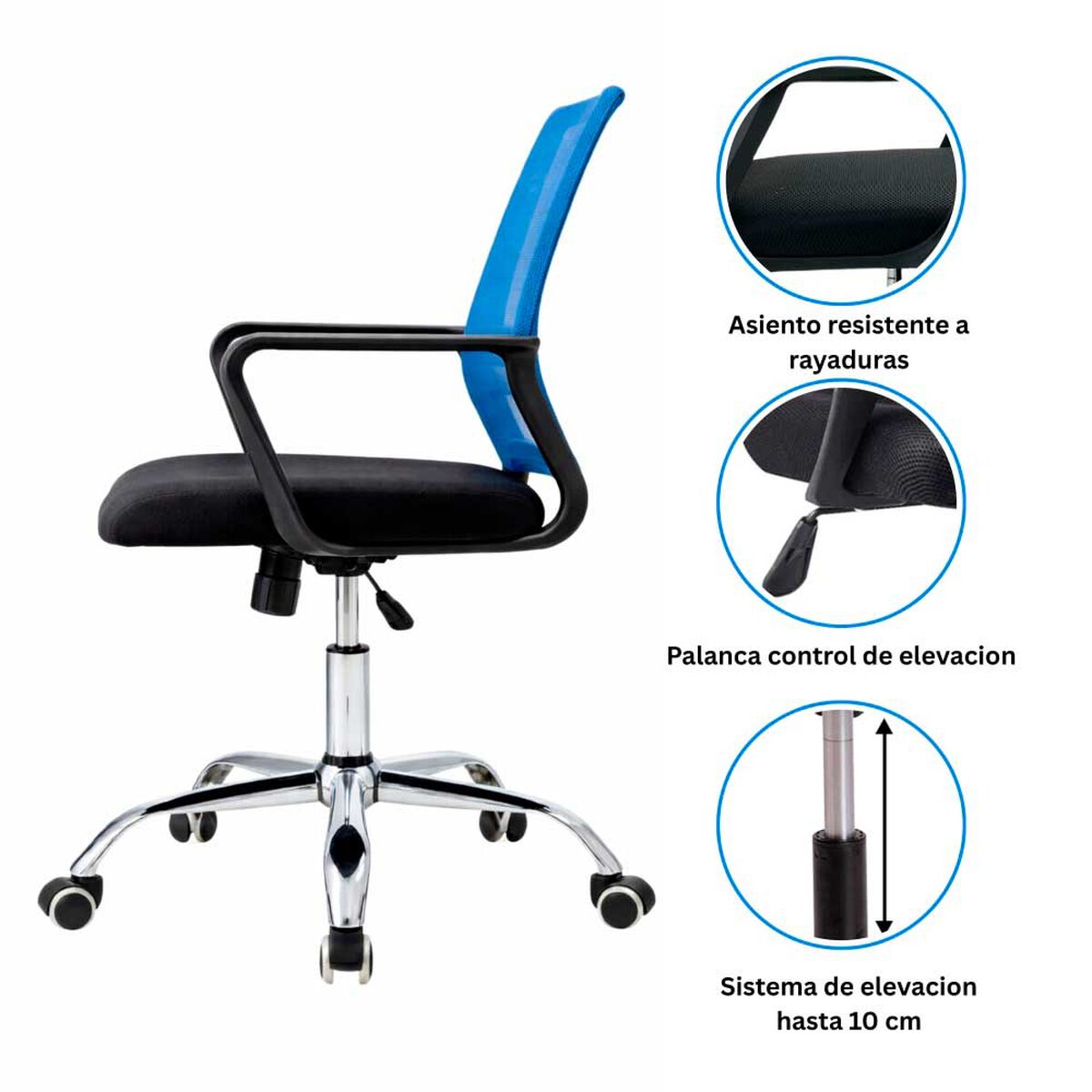Silla de Escritorio Arthome Santiago Negra Azul