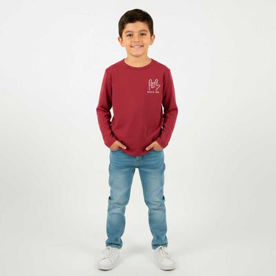 Polera Manga Larga Niño Chess Burdeo, Grafito, Gris Mel, Indigo