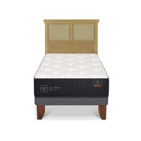 Cama Europea CIC 1,5 Plazas Premium + Respaldo Torino Mostaza
