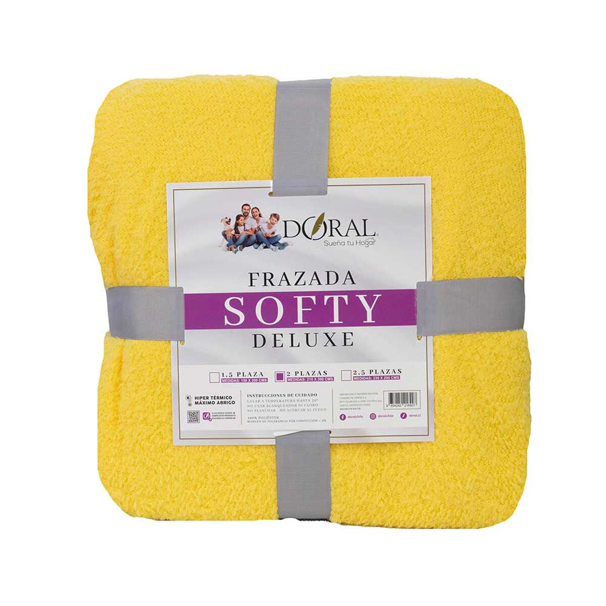 Frazada Poliéster Doral 2 Plazas Deluxe Mostaza