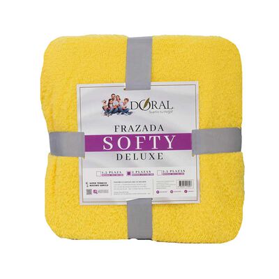 Imagen 1 del producto Frazada Poliéster Doral 2 Plazas Deluxe Mostaza