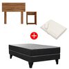 Combo Celta Cama Europea 1,5 Plazas New Atlantis 190 x 105 cm + Respaldo 1,5 Plazas + Velador Casanova Nogal + Calientacamas Kioto CY1 1 Plaza