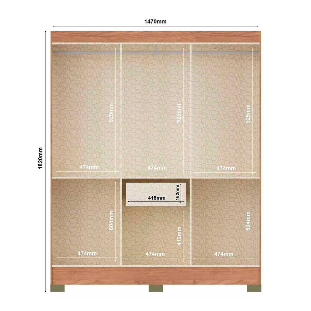 Cl&oacute;set Vekkahome Roma 6 Puertas 1 Caj&oacute;n Negro Caf&eacute;