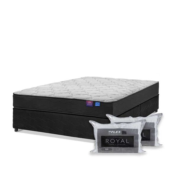 Cama Americana Flex Base Dividida 2 Plazas Therapedic Plus  + 2 Almohadas