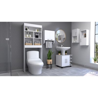 Imagen 1 del producto Botiquín Bath 28 + Base Lavamanos + Estante Wc + Auxiliar TuHome BigBath Blanco