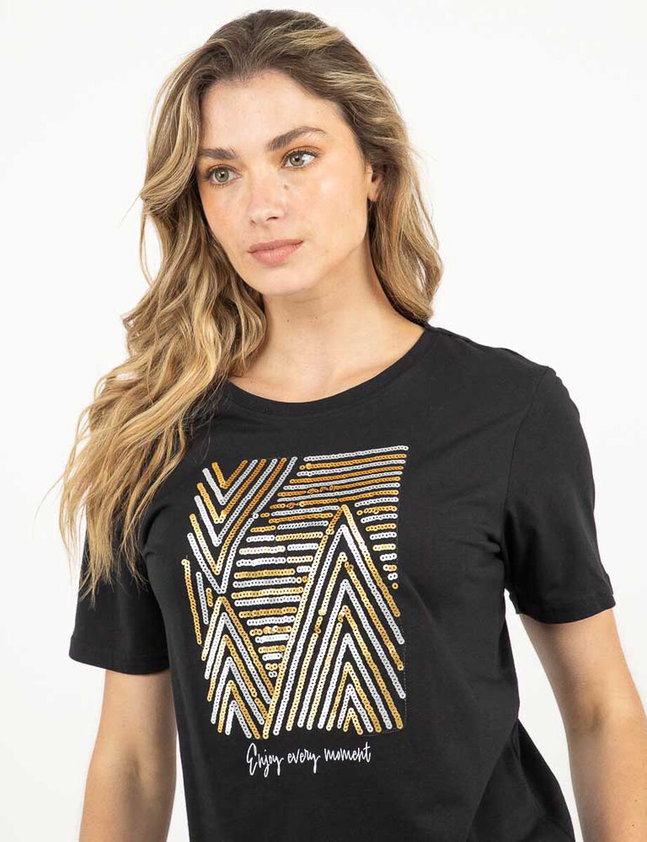 Polera Con Estampado Manga Corta Mujer Zibel