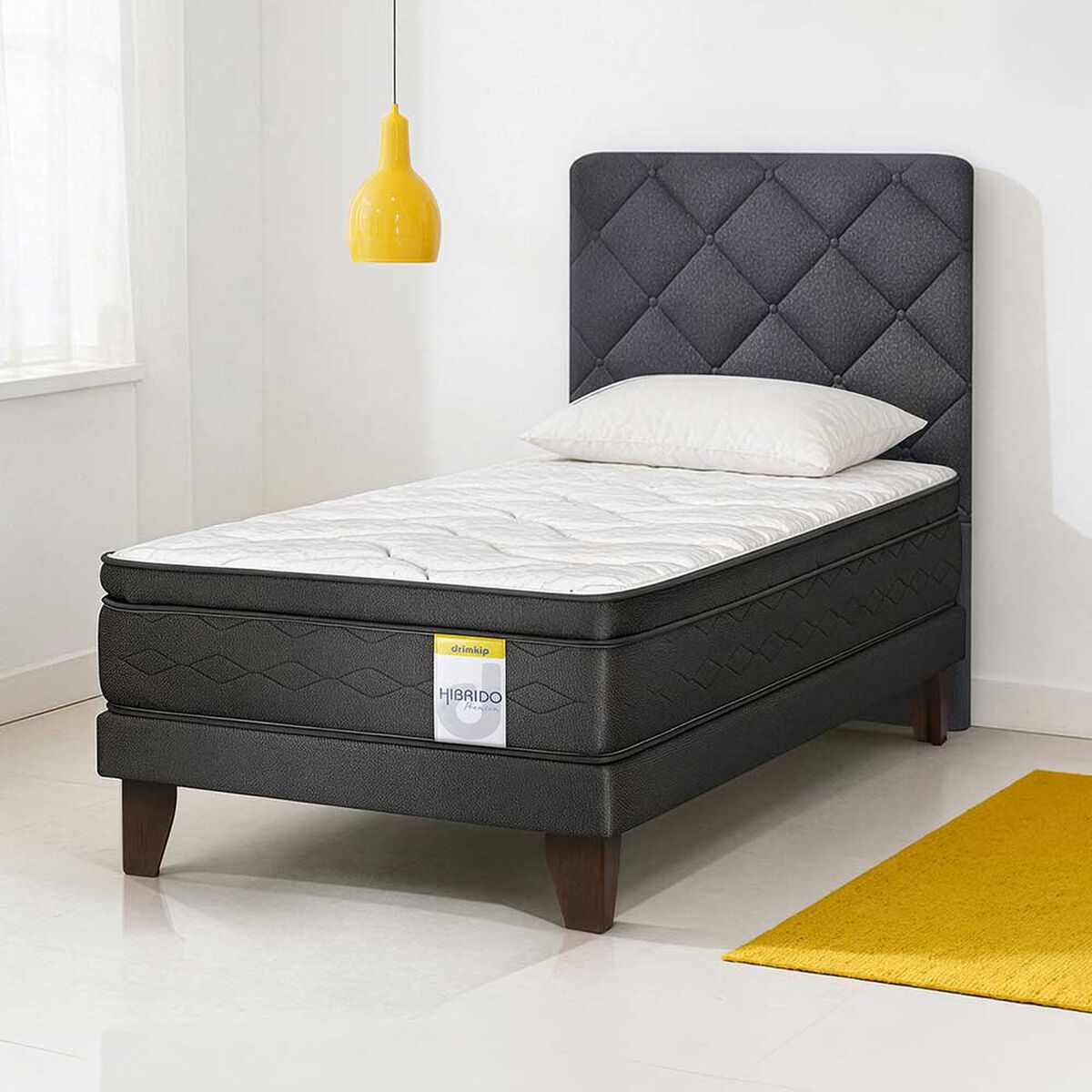 Cama Europea Drimkip 1.5 Plaza Hibrido Premium + Respaldo