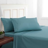 Juego de Sábanas Doral 1,5 Plazas Santorini Liso Broderie Aqua