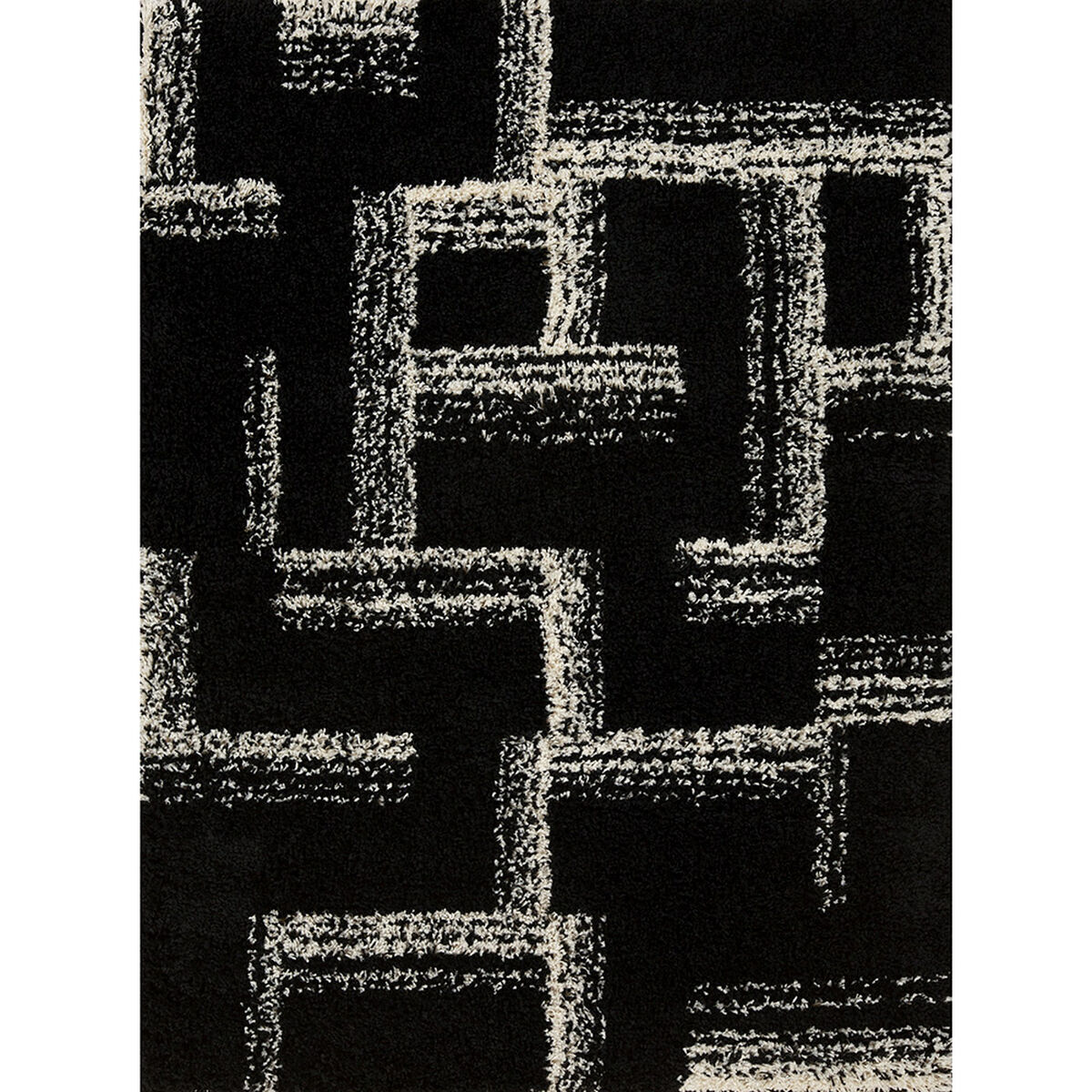 Bajada de Cama Idetex Shaggy Maze 50 x 100 cm Negro