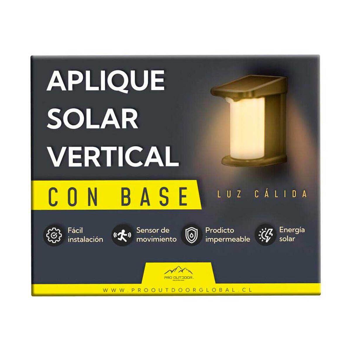 Aplique Solar Vertical Contra Agua Con Base Con SE Pro Outdoor