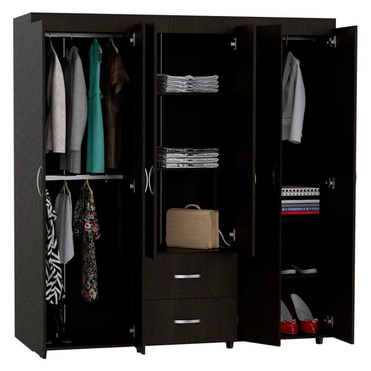 Cl&oacute;set TuHome Bariloche 8 Puertas 2 Cajones Wengue/Negro