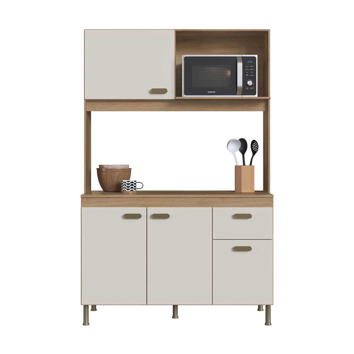 Mueble de Cocina Home Mobili Venus 4 Puertas 1 Cajón Café y Blanco Off