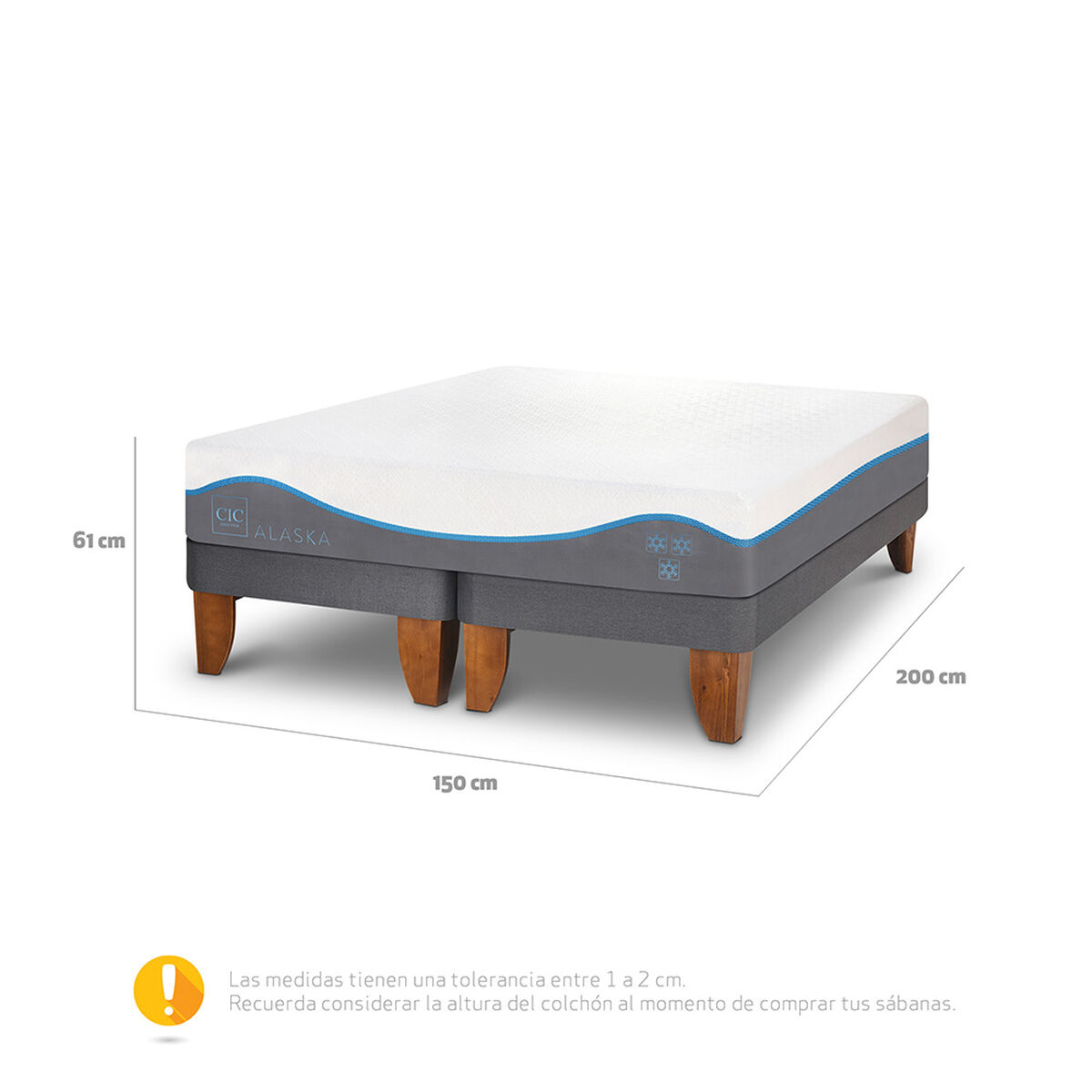 Cama Europea CIC Base Dividida 2 Plazas Alaska