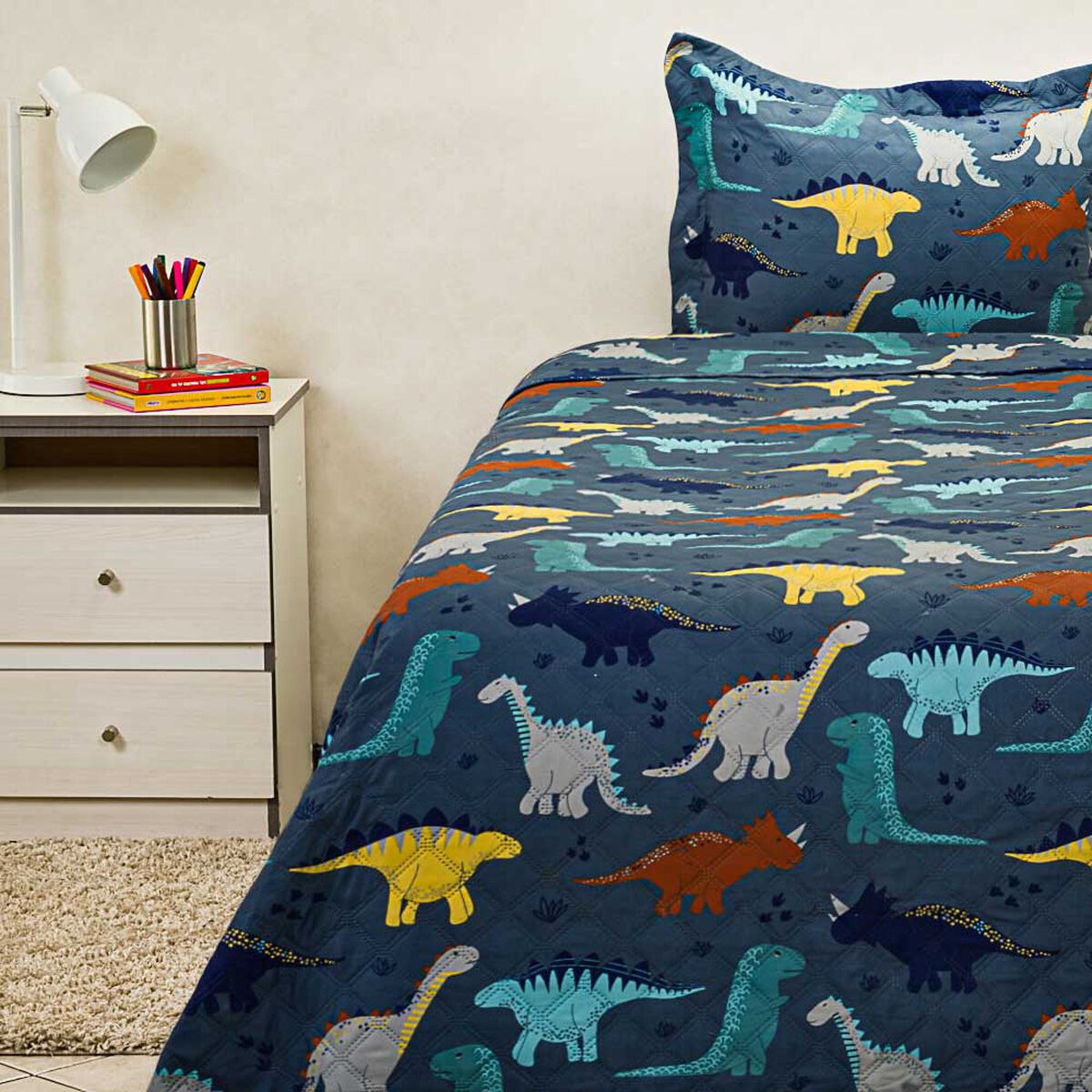 Cubrecama Infantil Estampado Casanova Kids 1,5 Plazas Dino