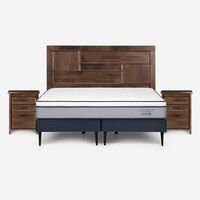 Cama Europea Rosen Base Dividida 2 Plazas Indie + Respaldo + 2 Veladores Dolce