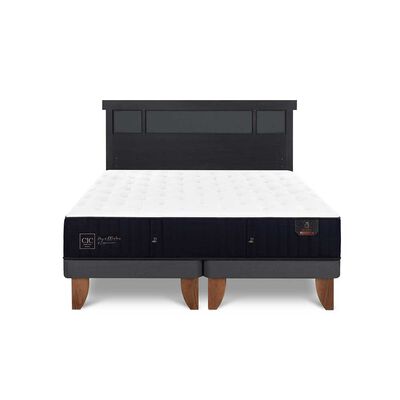 Imagen 1 del producto Cama Europea CIC Base Dividida 2 Plazas Premium + Respaldo Dublin Negro