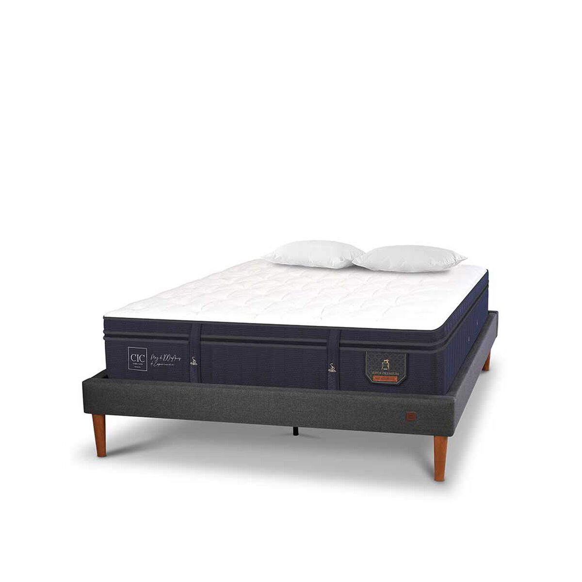 Cama Europea CIC 2 Plazas Súper Premium + Almohadas Viscoelásticas