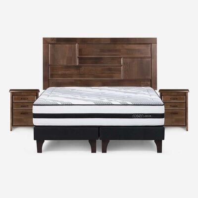 Imagen 1 del producto Cama Europea Rosen Base Dividida 2 Plazas Dolce + Respaldo + 2 Veladores