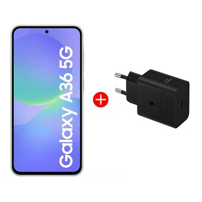 Combo Celular Samsung Galaxy A36 128GB 6,7" Verde Lima Increíble Liberado + Cargador 45W Negro USB-C