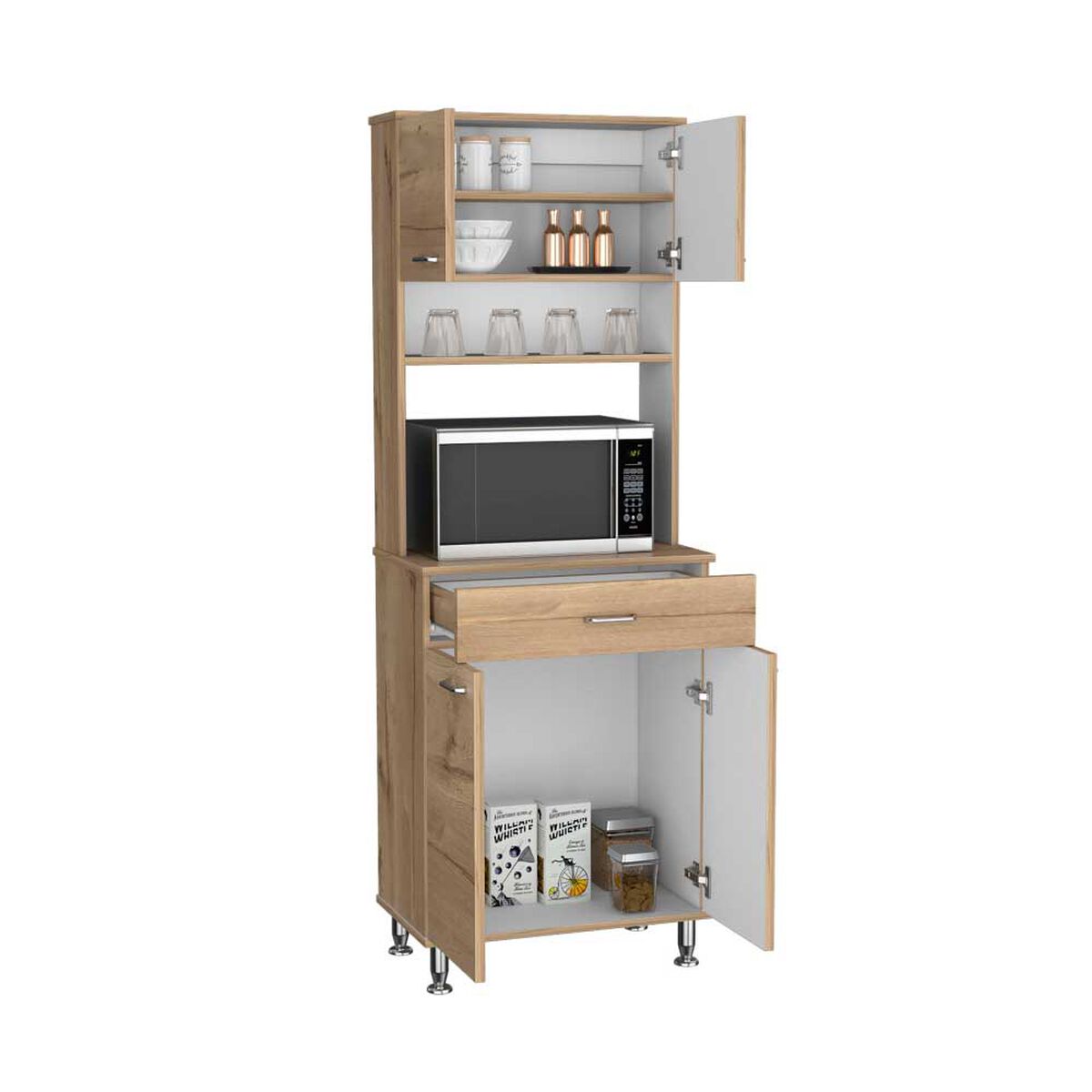 Mueble Microondas Tuhome Kitchen60 4 Puertas 1 Cajón Duna Blanco
