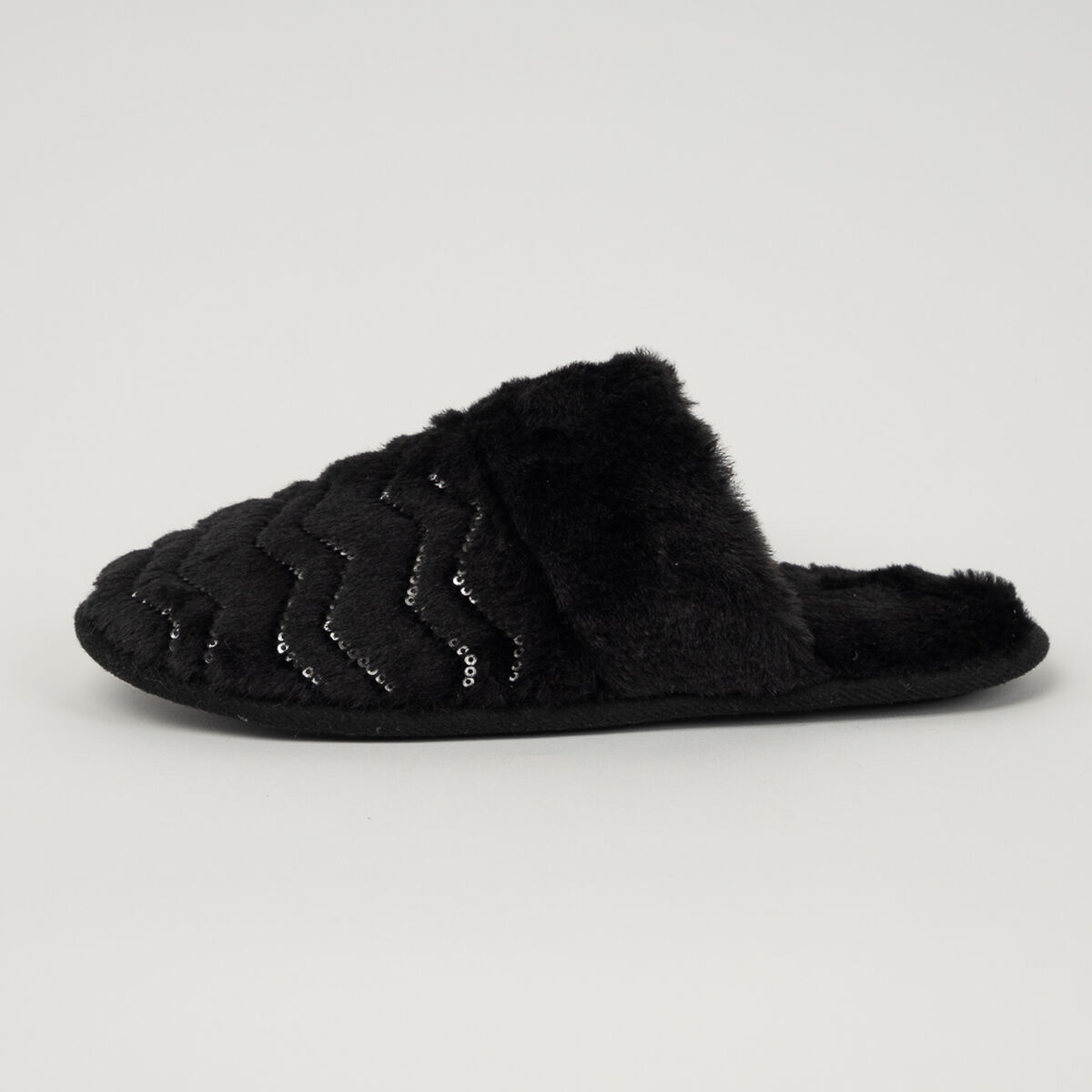 Pantufla Peluda Zigzag Brillos Mujer Zibel