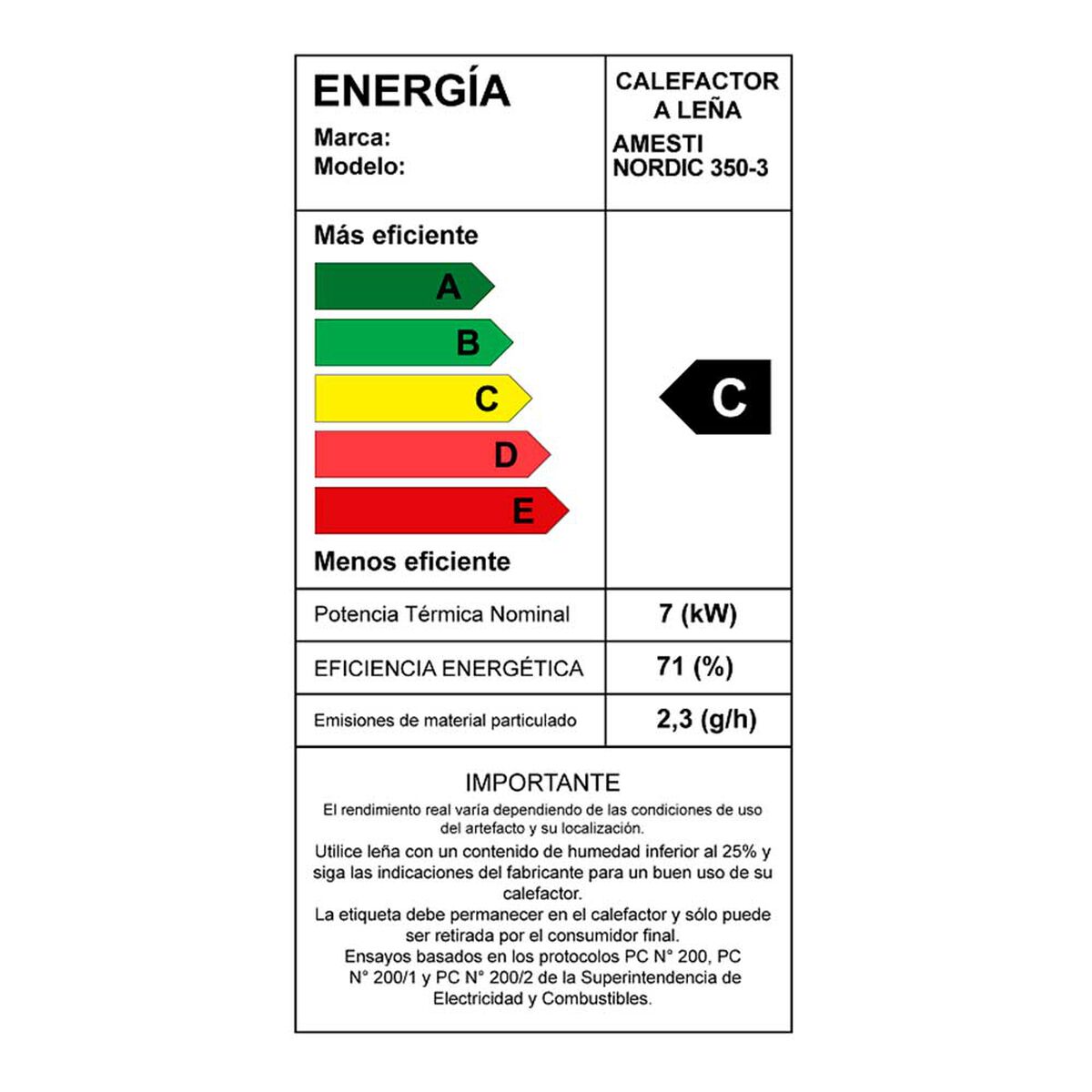 Combustión a Leña Amesti Nordic 350