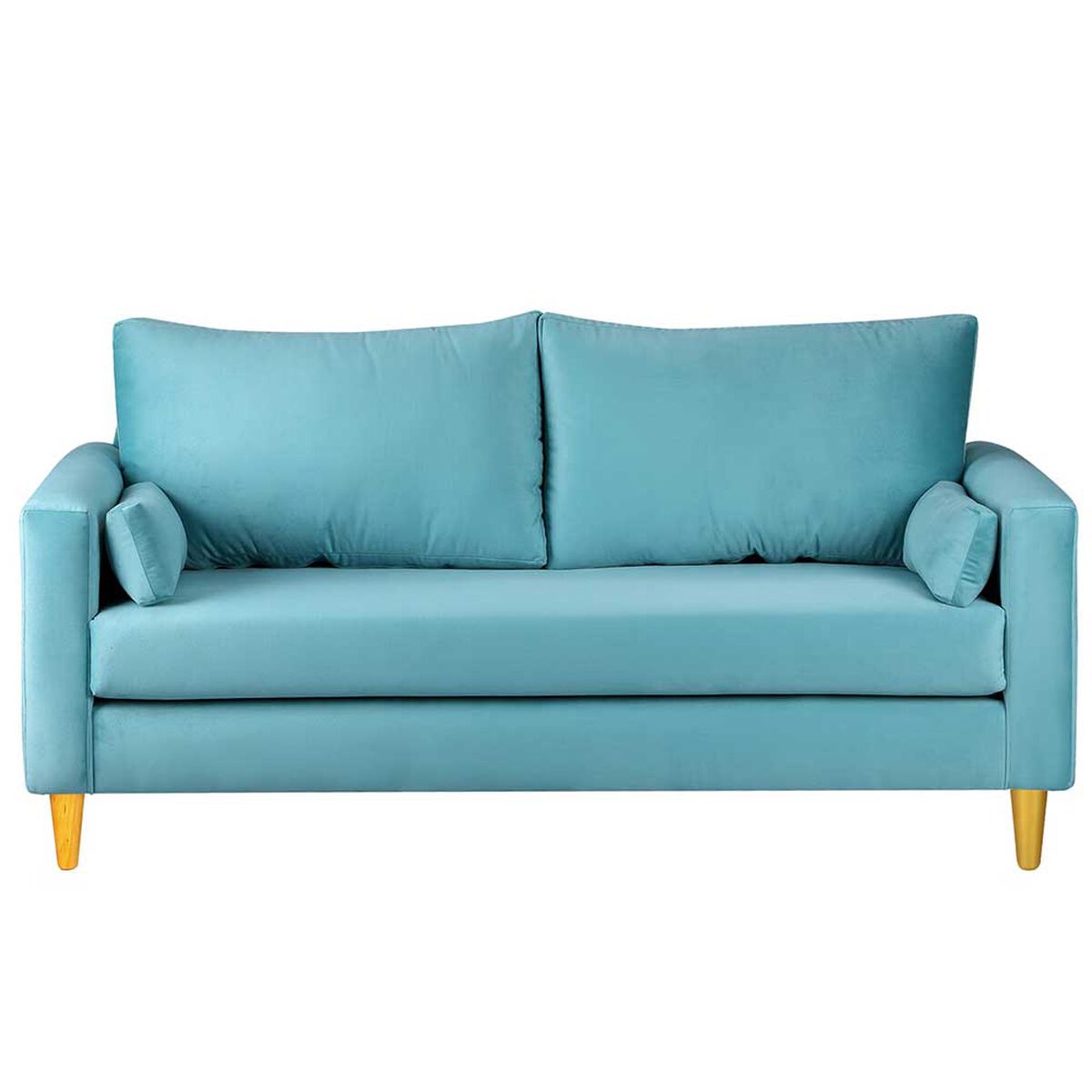 Juego de Living Bodevir Sky Felpa 01 Sofá 3 Cuerpos + Dos Pouf 1 Cuerpo Turquesa 