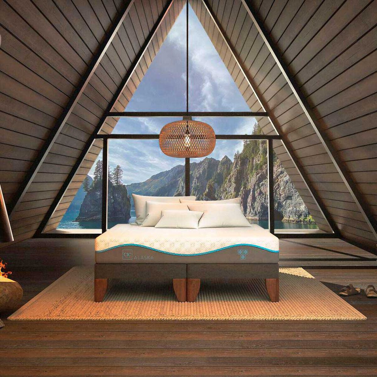 Cama Europea CIC Base Dividida King Alaska + Almohadas Viscoel&aacute;sticas