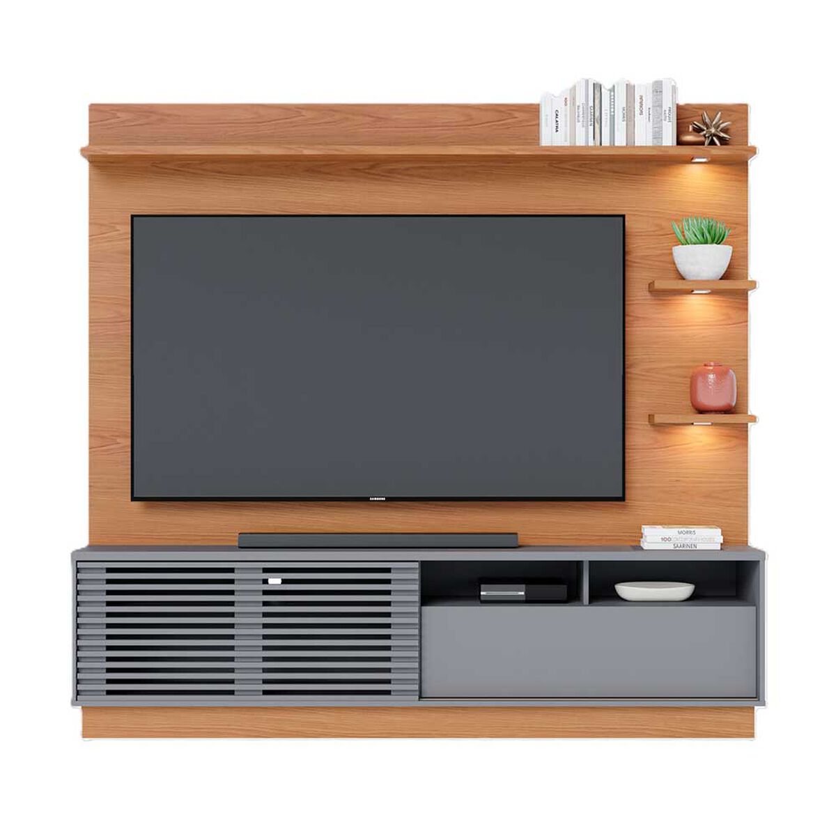 Home Tv Onessta Campeche Hasta 70" Freijo Cinza