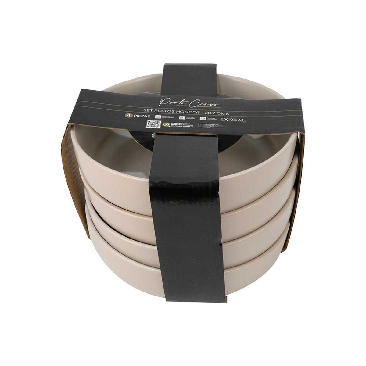 Set 4 Platos Hondo Doral Porto Servo Crema