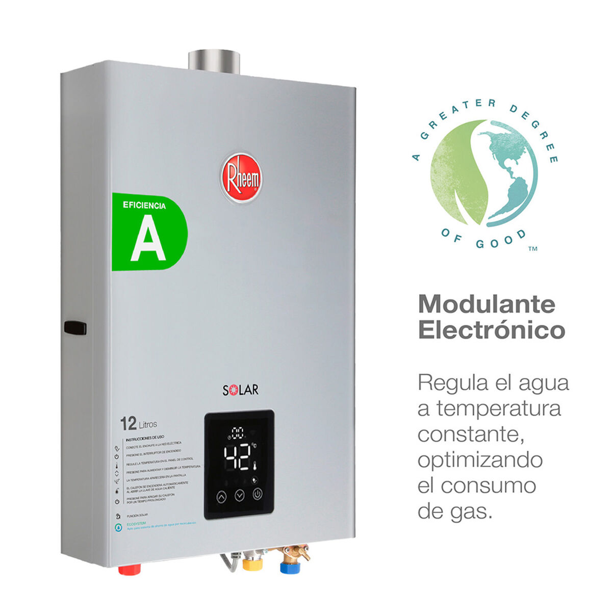 Calefont Gas Natural Rheem Tiro Forzado Digital 12 lts.