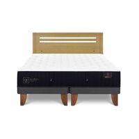 Cama Europea CIC Base Dividida 2 Plazas Premium + Respaldo Munich Mostaza