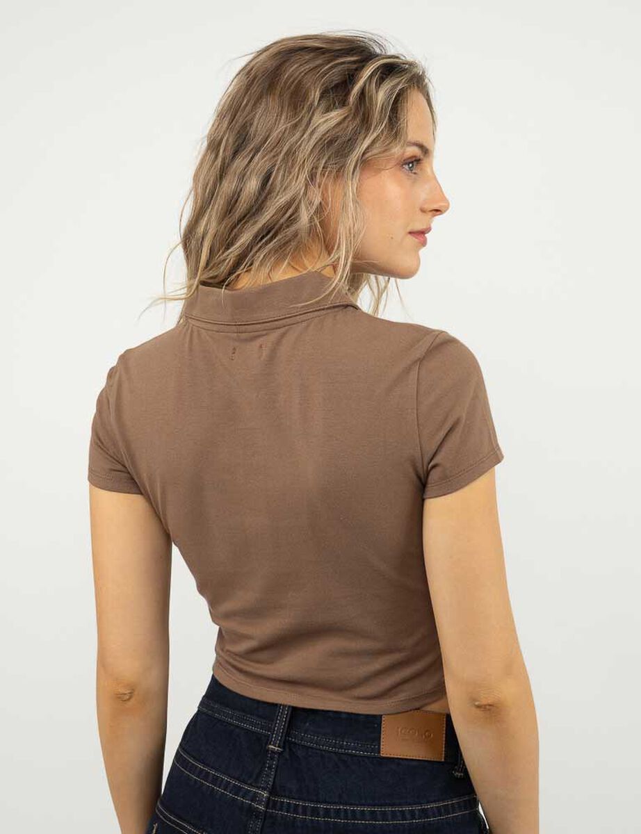 Polera Piqu&eacute; Crop Manga Corta Mujer Icono