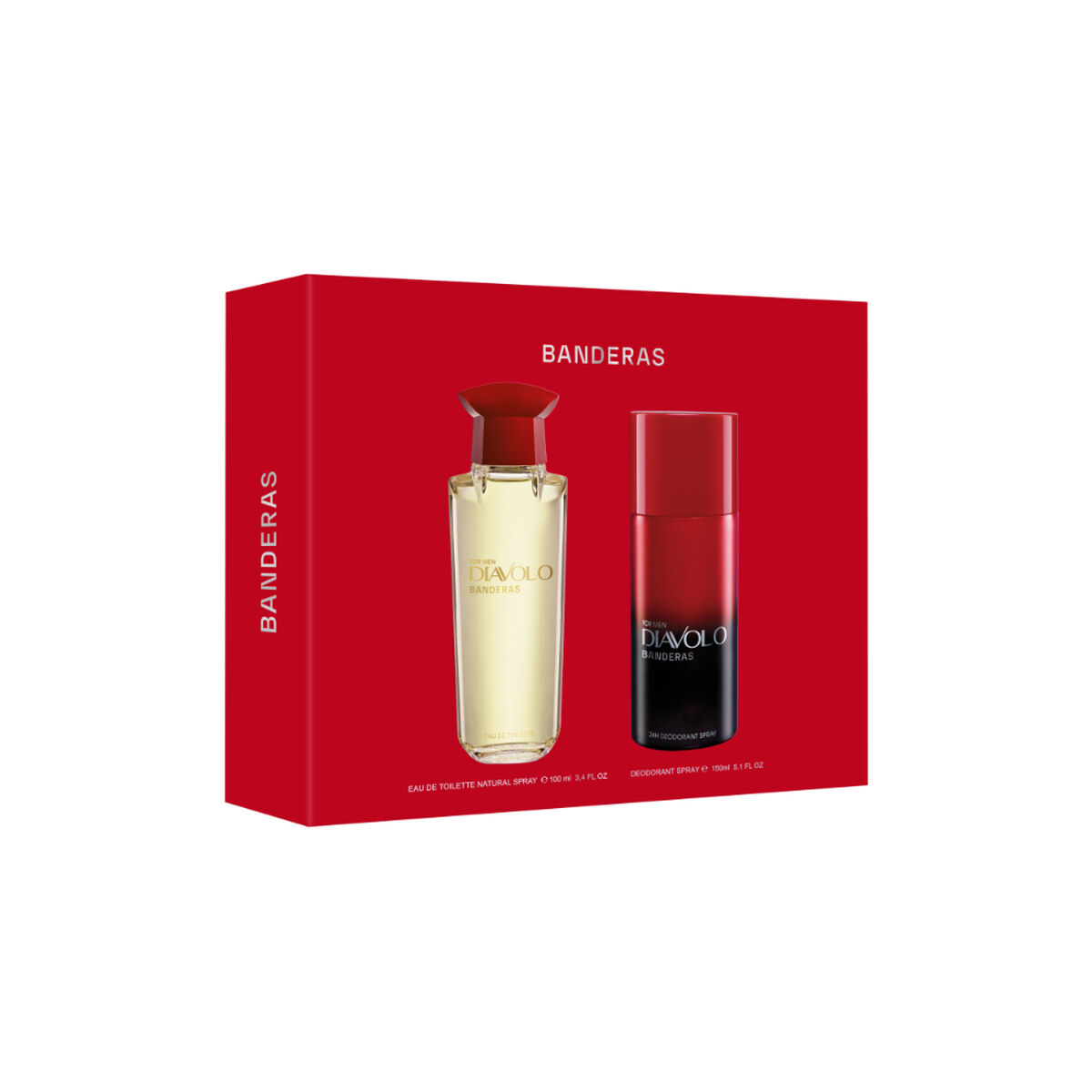 Set Perfume Antonio Banderas Hombre Diavolo For Men EDT 100 ml + 24h Desodorante Spray For Men 150 ml