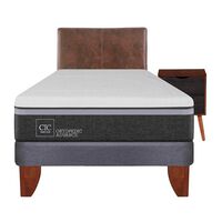 Cama Europea CIC 1,5 Plazas Ortopedic Advance + Respaldo + Velador Baker