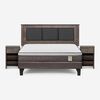 Cama Europea Rosen 2 Plazas New Style 4 Plus + Respaldo Rachel Gris + 2 Veladores