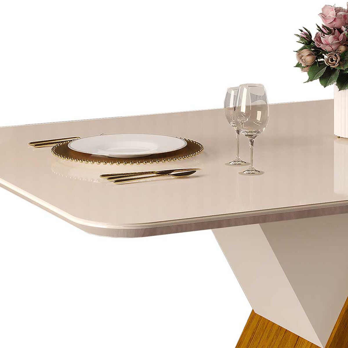 Juego de Comedor Vekkahome Rubi Lia 6 Sillas Café Beige